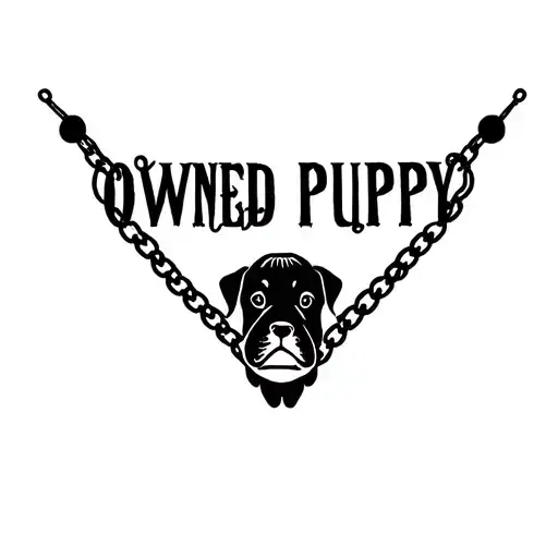 "Owned Puppy" womb tattoo for a sissy male locked in a chastity cage tattoo design idea