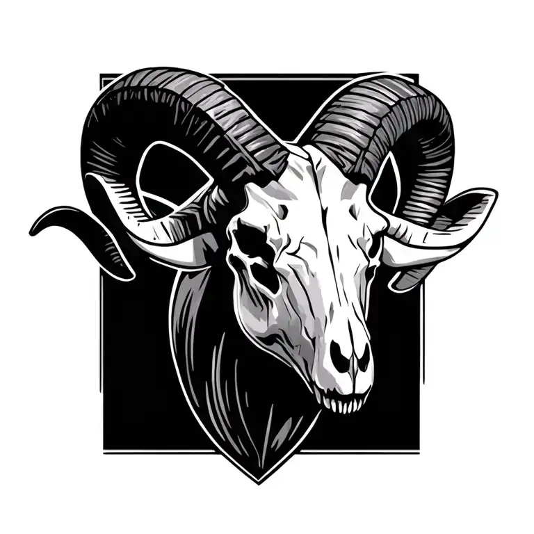 non satinic bighorn sheep skull tattoo design idea