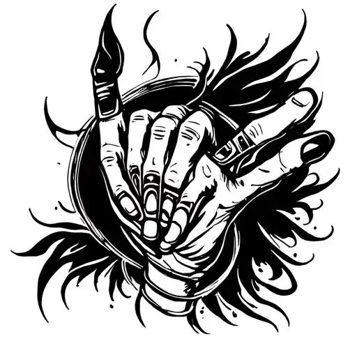come up with a sketch for your hand from the little finger to the middle finger in neo tribal style tattoo design idea