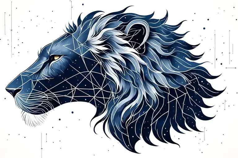 Leo with aquarius constellation merging together tattoo design idea