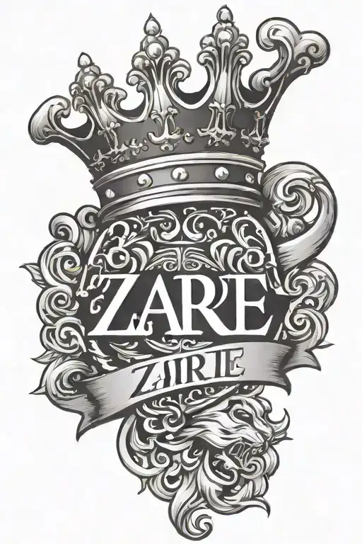 the name Zaire with a crown over the z e letters tattoo design idea
