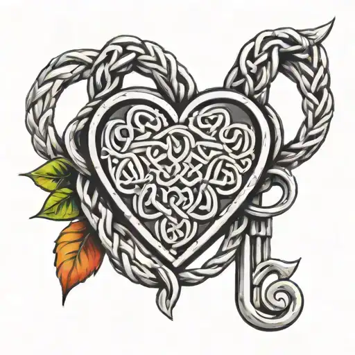 Celtic braided heart shaped lock tattoo design idea