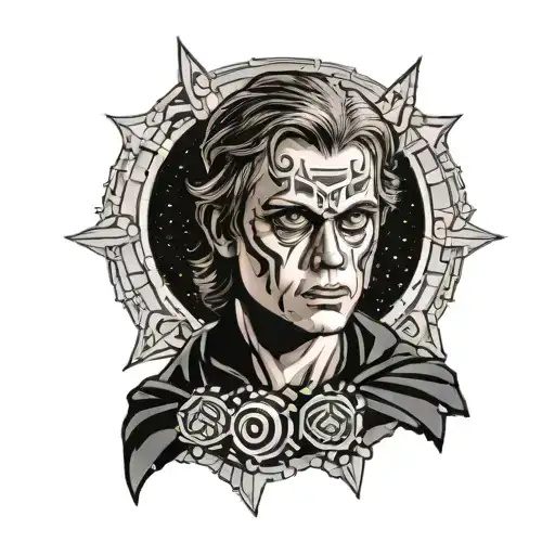 Anakin skywalker with sith eyes looking tattoo design idea