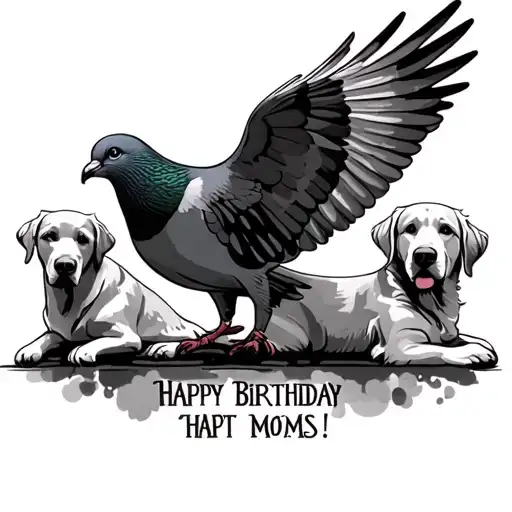 moms birthday with a pigeon flying and a golden Labrador retriever. fore arm tattoo tattoo design idea