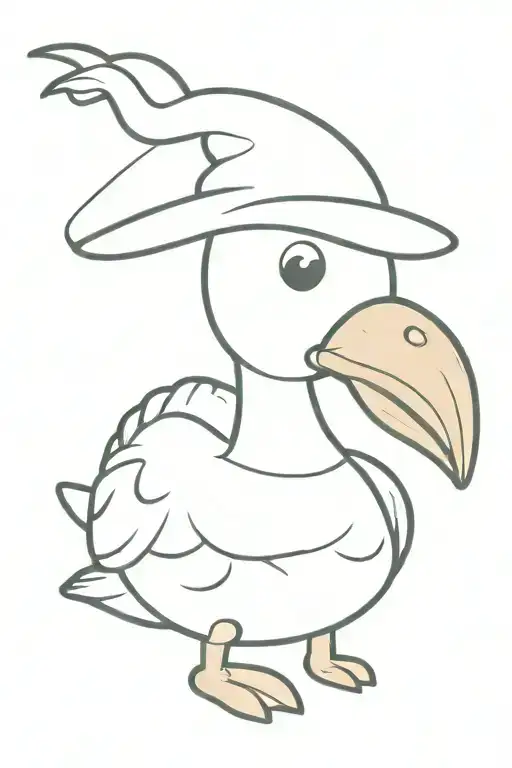 silly goose with hat cartoon tattoo design idea