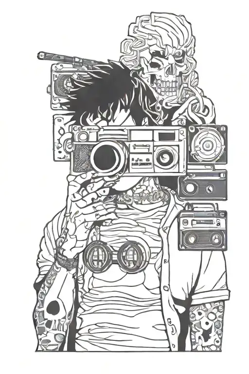 80s movies tattoo with black tattoo design idea