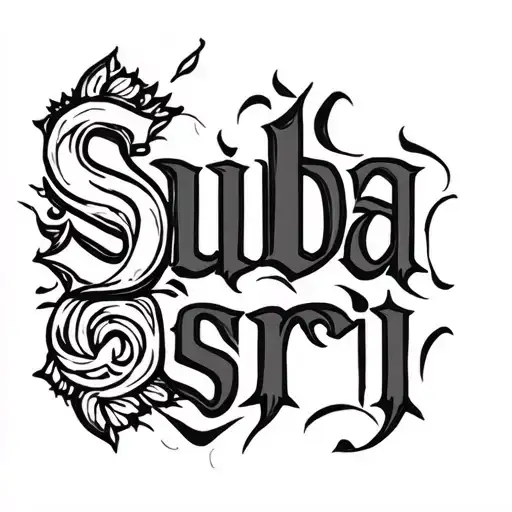 "Suba sri " name hidden symbols tattoo design idea