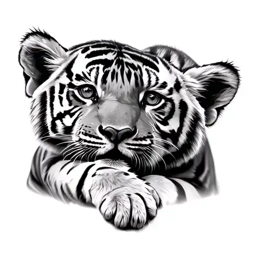 2 tiger cubs playing tattoo design idea