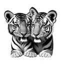 2 tiger cubs playing tattoo design idea