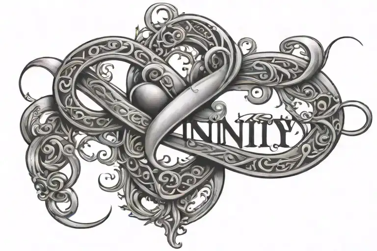 infinity with heart and letters Shan tattoo design idea