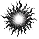 sun fiery flames fireball fire tattoo design idea
