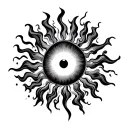 sun fiery flames fireball fire tattoo design idea