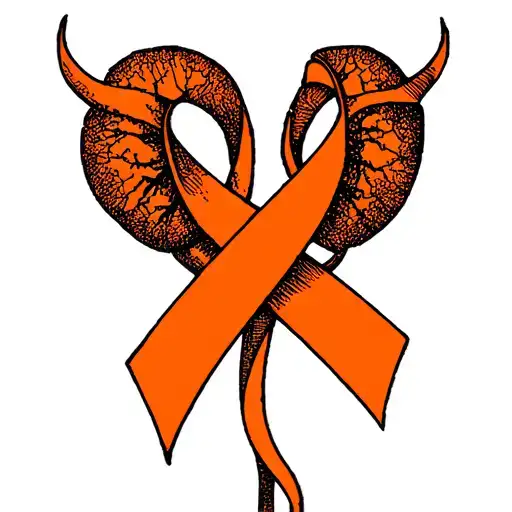 kidney cancer orange ribbon intertwined with geographic design tattoo design idea
