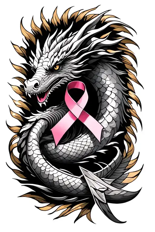 breast cancer dragon boat gold medal tattoo design idea