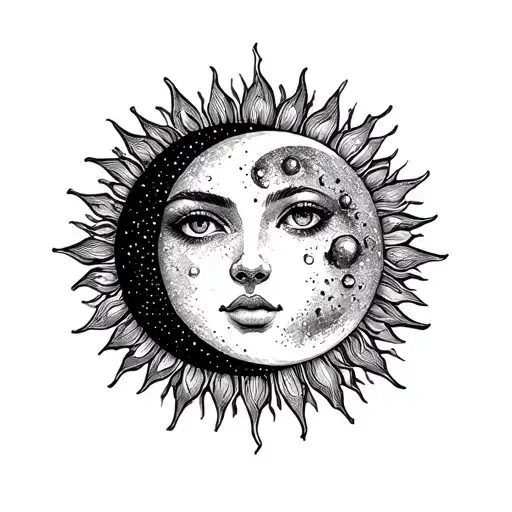 Sun And Moon tattoo design idea