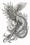 Phoenix wrapped around nothingness and eternity sign tattoo design idea