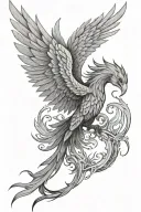 Phoenix wrapped around nothingness and eternity sign tattoo design idea