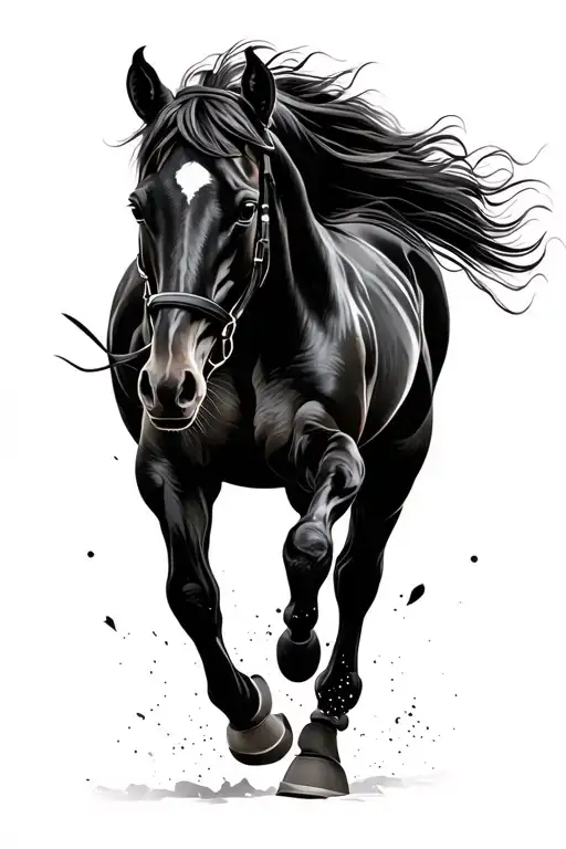 Running race horse tattoo design idea