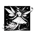 A fairy and a witch dancing dark tattoo design idea