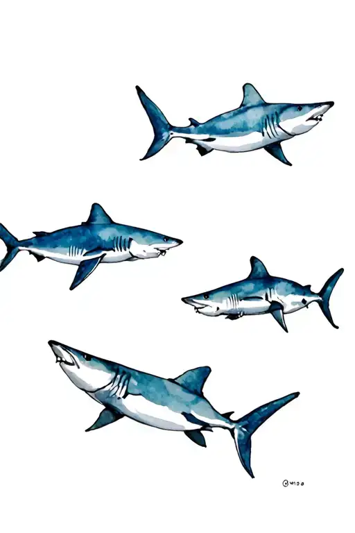 lemon sharks and hammer head sharks tattoo design idea