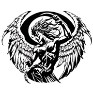 African angel fighting a demon wings tattoo design idea