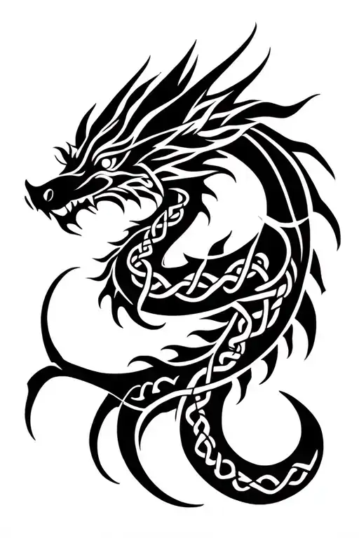 Celtic tribal dragon tattoo tattoo design idea