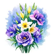 gladiolus, daffodil, rose, sweet pea family birth flower bouquet tattoo design idea