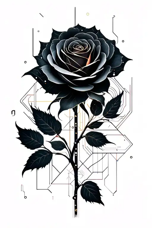 black rose tattoo design idea