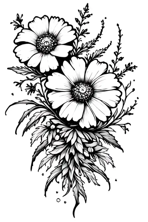 wild flowers gothic style tattoo design idea