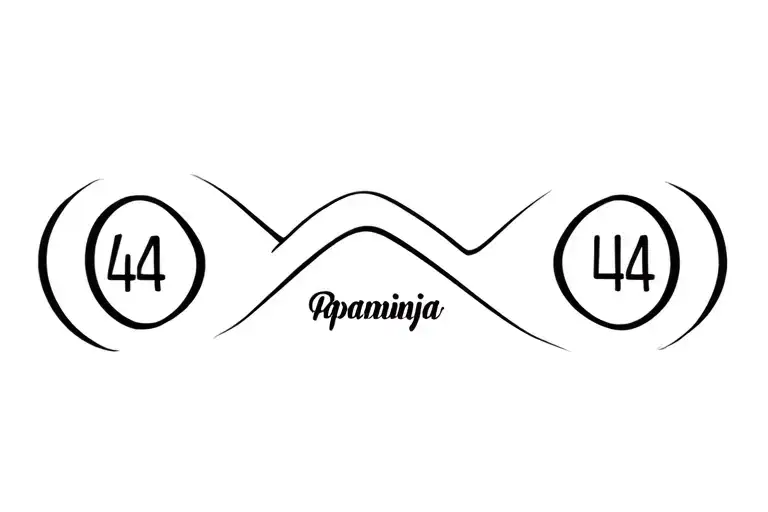 infinity symbol with the number 44 and the word "Papaninja" incorporated tattoo design idea