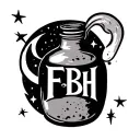 moonshine jar with FBH logo and moon and stars in the background tattoo design idea