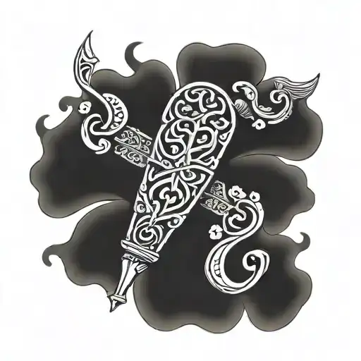 Irish Key antique tattoo design idea