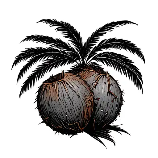 Coconut tree red line minimalist tattoo tattoo design idea