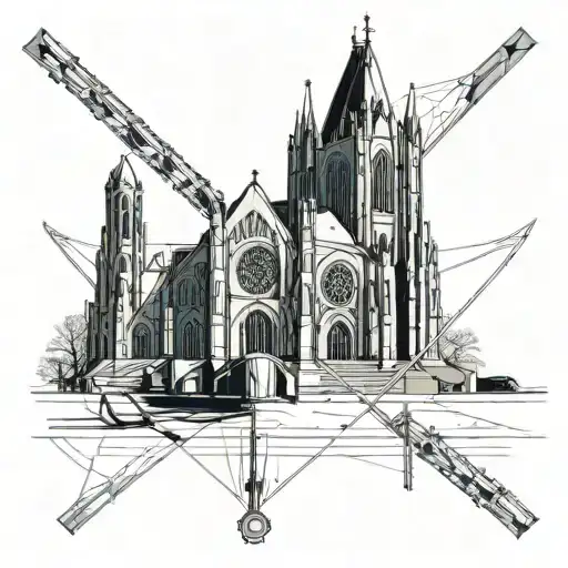hockey years cathedral without cross of Lorraine tattoo design idea