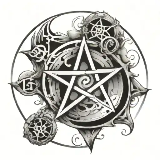 wiccan symbols an chants written tattoo design idea