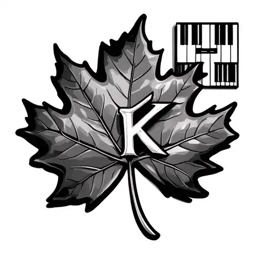 maple leaf, clover leaf, corvette insignia, K, piano keys tattoo design idea