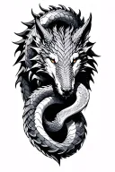dragon wolf python separate tattoo design idea