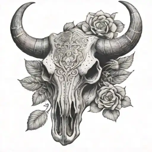 a strong bull skull tattoo design idea