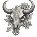 a strong bull skull tattoo design idea