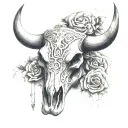 a strong bull skull tattoo design idea