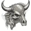 a strong bull skull tattoo design idea