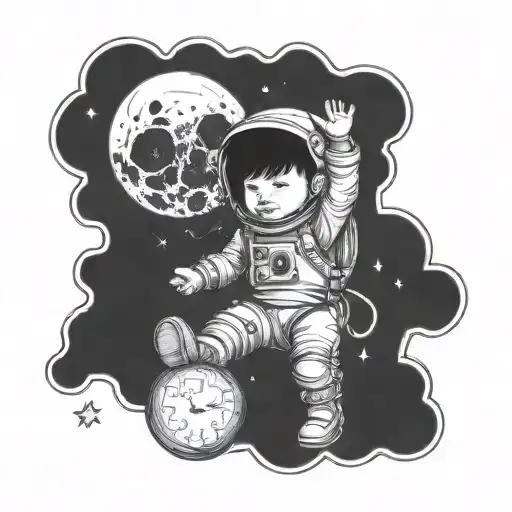 inner child space tattoo design idea