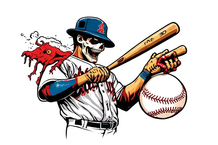 horror and baseball tattoo design idea