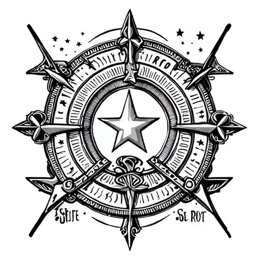 black halls arches combined with stars tattoo design idea