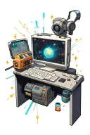 space, computer, tattoo design idea