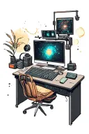 space, computer, tattoo design idea