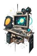 space, computer, tattoo design idea