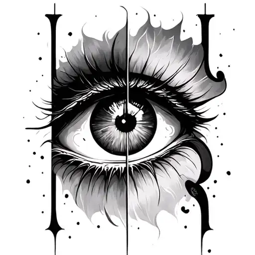 The combination of the name Neda and eye looking tattoo design idea