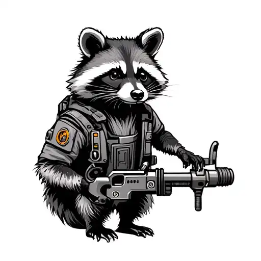 Mechanic Raccoon tattoo design idea