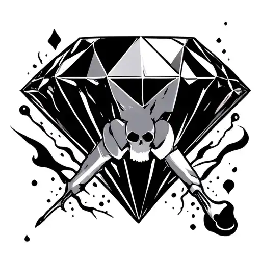 diamond with toxic sing hidden inside emoting energy tattoo design idea